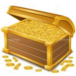 Wooden Treasure Chest Filled With Gold